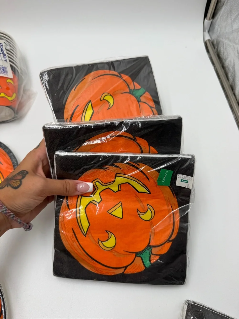 Vintage DesignWare Halloween Pumpkin Party Lot Plates Napkins Cups